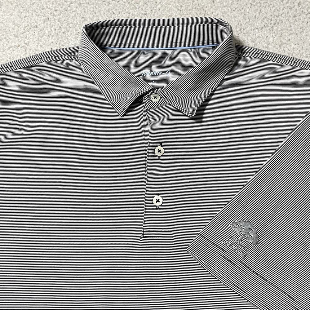 Johnnie O Polo Shirt Mens XL Stripe Performance Avalon Golf Club Stretch Casual